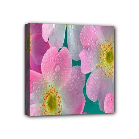 Pink Neon Flowers, Flower Mini Canvas 4  X 4  (stretched)