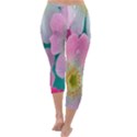 Pink Neon Flowers, Flower Capri Winter Leggings  View4