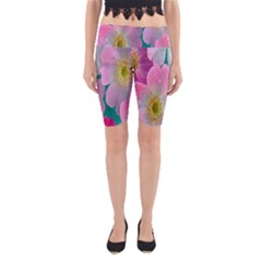 Pink Neon Flowers, Flower Yoga Cropped Leggings by nateshop