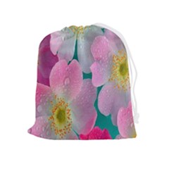 Pink Neon Flowers, Flower Drawstring Pouch (xl) by nateshop