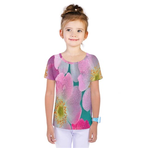 Pink Neon Flowers, Flower Kids  One Piece T-shirt by nateshop