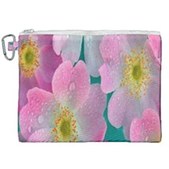 Pink Neon Flowers, Flower Canvas Cosmetic Bag (xxl) by nateshop