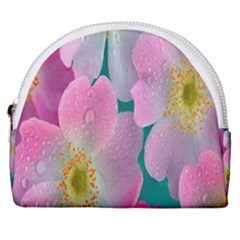 Pink Neon Flowers, Flower Horseshoe Style Canvas Pouch by nateshop