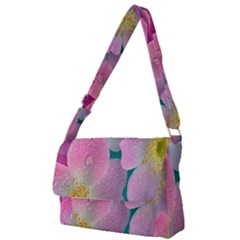 Pink Neon Flowers, Flower Full Print Messenger Bag (s)