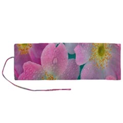 Pink Neon Flowers, Flower Roll Up Canvas Pencil Holder (m) by nateshop