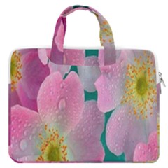 Pink Neon Flowers, Flower Macbook Pro 13  Double Pocket Laptop Bag by nateshop