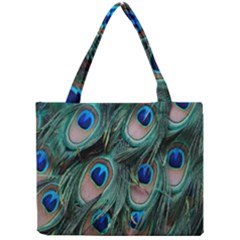 Peacock-feathers,blue2 Mini Tote Bag by nateshop