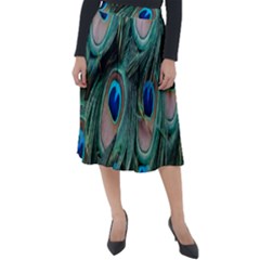 Peacock-feathers,blue2 Classic Velour Midi Skirt  by nateshop