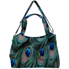 Peacock-feathers,blue2 Double Compartment Shoulder Bag by nateshop