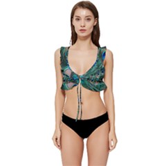 Peacock-feathers,blue2 Low Cut Ruffle Edge Bikini Top by nateshop