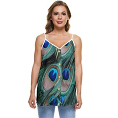 Peacock-feathers,blue2 Casual Spaghetti Strap Chiffon Top by nateshop