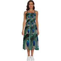 Peacock-feathers,blue2 Sleeveless Shoulder Straps Boho Dress by nateshop