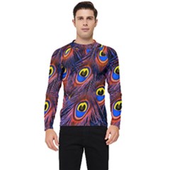 Peacock-feathers,blue,yellow Men s Long Sleeve Rash Guard by nateshop