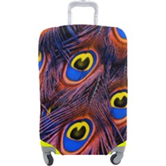 Peacock-feathers,blue,yellow Luggage Cover (large)