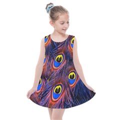 Peacock-feathers,blue,yellow Kids  Summer Dress by nateshop