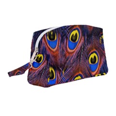 Peacock-feathers,blue,yellow Wristlet Pouch Bag (medium)