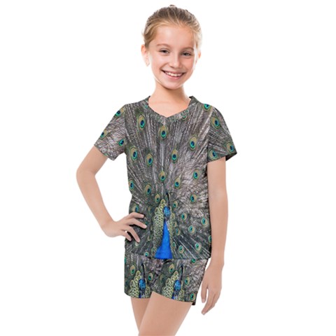 Peacock-feathers1 Kids  Mesh T-shirt And Shorts Set by nateshop