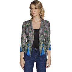 Peacock-feathers1 Women s Casual 3/4 Sleeve Spring Jacket by nateshop