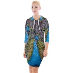 Peacock-feathers2 Quarter Sleeve Hood Bodycon Dress by nateshop