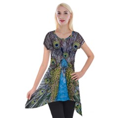 Peacock-feathers2 Short Sleeve Side Drop Tunic by nateshop