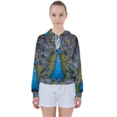 Peacock-feathers2 Women s Tie Up Sweat