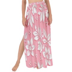 Pink Texture With White Flowers, Pink Floral Background Maxi Chiffon Tie-up Sarong by nateshop