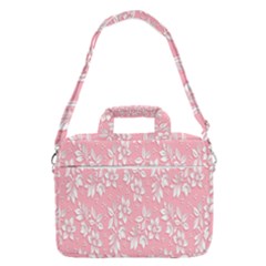 Pink Texture With White Flowers, Pink Floral Background Macbook Pro 13  Shoulder Laptop Bag  by nateshop