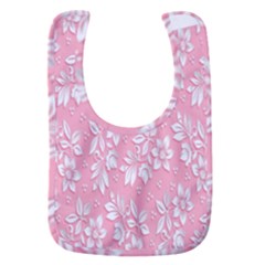 Pink Texture With White Flowers, Pink Floral Background Baby Bib by nateshop