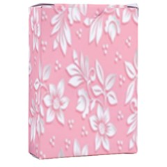 Pink Texture With White Flowers, Pink Floral Background Playing Cards Single Design (rectangle) With Custom Box by nateshop