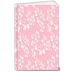 Pink Texture With White Flowers, Pink Floral Background 8  X 10  Hardcover Notebook