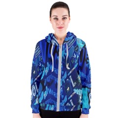 Really Cool Blue, Unique Blue Women s Zipper Hoodie by nateshop