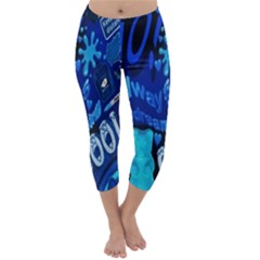 Really Cool Blue, Unique Blue Capri Winter Leggings  by nateshop