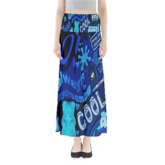 Really Cool Blue, Unique Blue Full Length Maxi Skirt by nateshop