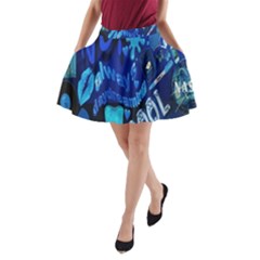 Really Cool Blue, Unique Blue A-line Pocket Skirt by nateshop