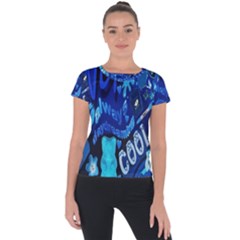 Really Cool Blue, Unique Blue Short Sleeve Sports Top  by nateshop