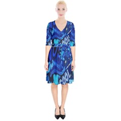 Really Cool Blue, Unique Blue Wrap Up Cocktail Dress by nateshop