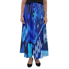 Really Cool Blue, Unique Blue Flared Maxi Skirt