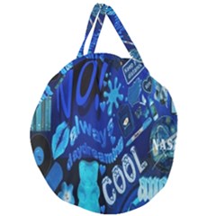 Really Cool Blue, Unique Blue Giant Round Zipper Tote by nateshop