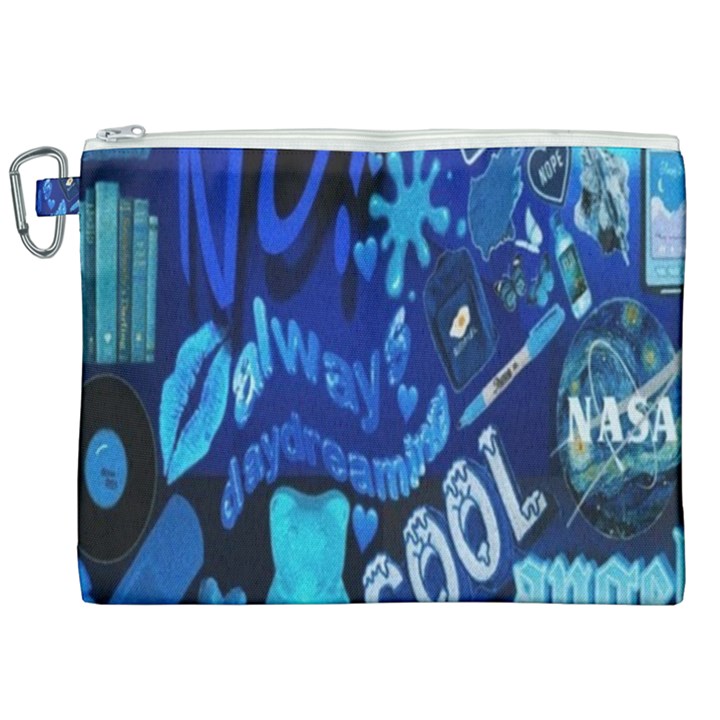 Really Cool Blue, Unique Blue Canvas Cosmetic Bag (XXL)