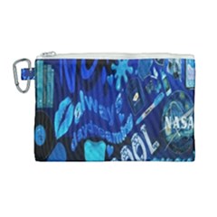 Really Cool Blue, Unique Blue Canvas Cosmetic Bag (large) by nateshop