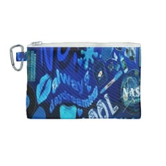 Really Cool Blue, Unique Blue Canvas Cosmetic Bag (medium) by nateshop