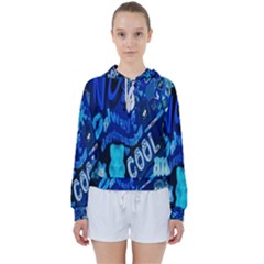 Really Cool Blue, Unique Blue Women s Tie Up Sweat