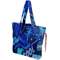Really Cool Blue, Unique Blue Drawstring Tote Bag by nateshop
