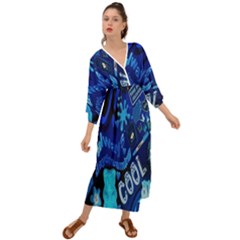 Really Cool Blue, Unique Blue Grecian Style  Maxi Dress by nateshop