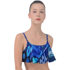 Really Cool Blue, Unique Blue Frill Bikini Top by nateshop