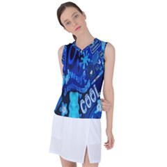 Really Cool Blue, Unique Blue Women s Sleeveless Sports Top by nateshop