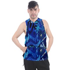 Really Cool Blue, Unique Blue Men s Sleeveless Hoodie by nateshop