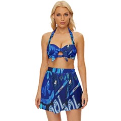 Really Cool Blue, Unique Blue Vintage Style Bikini Top And Skirt Set  by nateshop