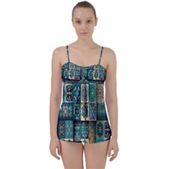 Texture, Pattern, Abstract, Colorful, Digital Art Babydoll Tankini Set by nateshop