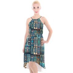 Texture, Pattern, Abstract, Colorful, Digital Art High-low Halter Chiffon Dress  by nateshop